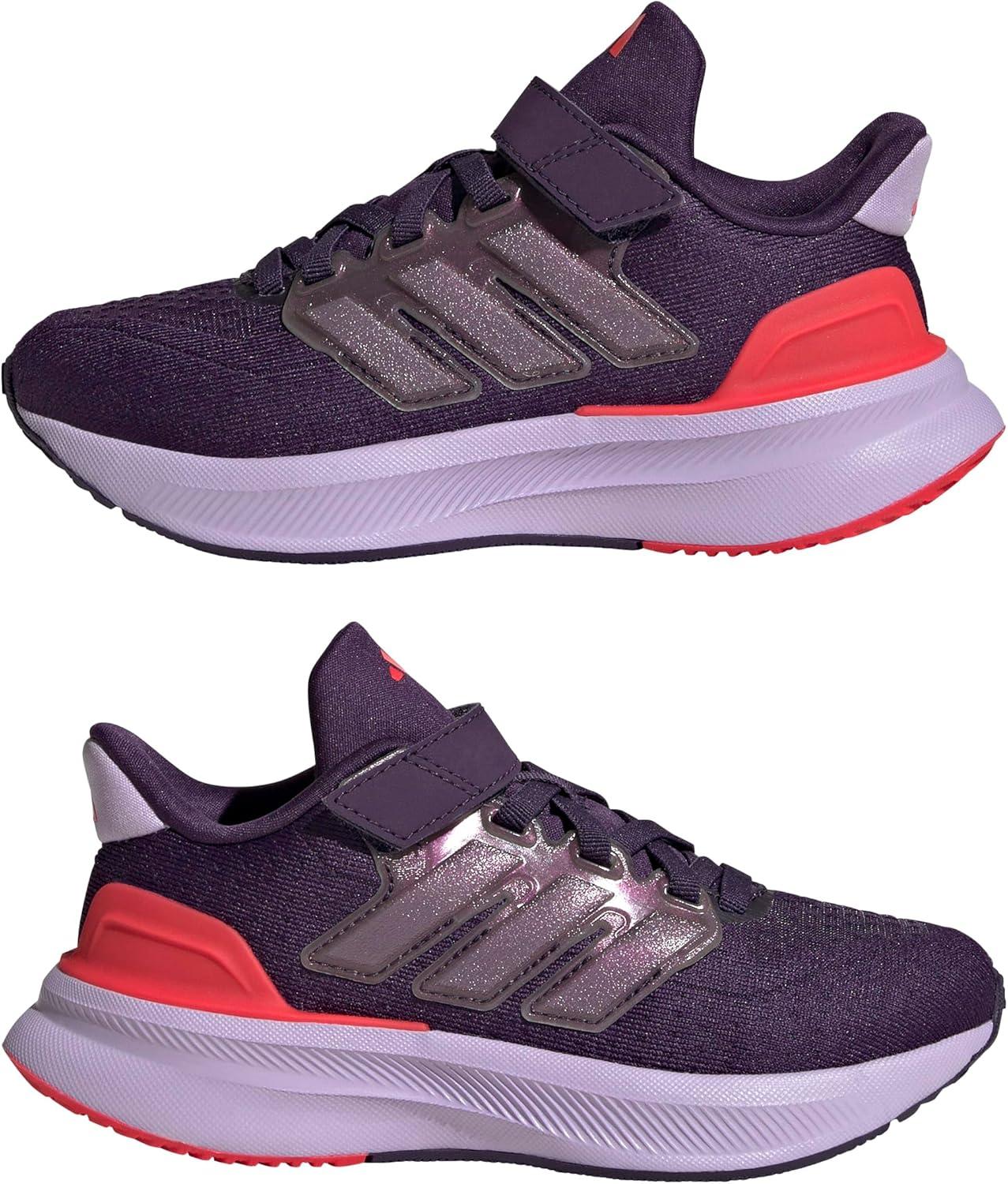 imageadidas UnisexChild Ultrarun 5 Elastic Lace ampamp Strap SneakerAurora PlumPowder PlumLucid Red