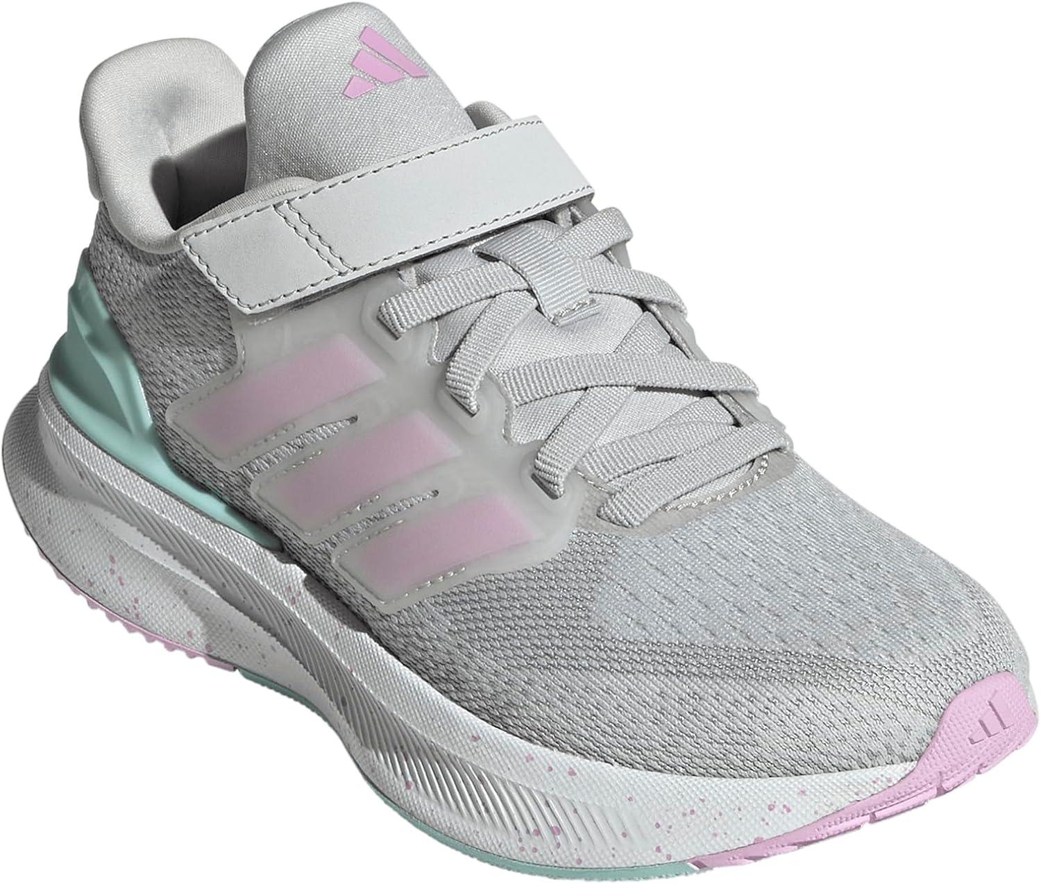 imageadidas UnisexChild Ultrarun 5 Elastic Lace ampamp Strap SneakerGreyBliss LilacSemi Flash Aqua
