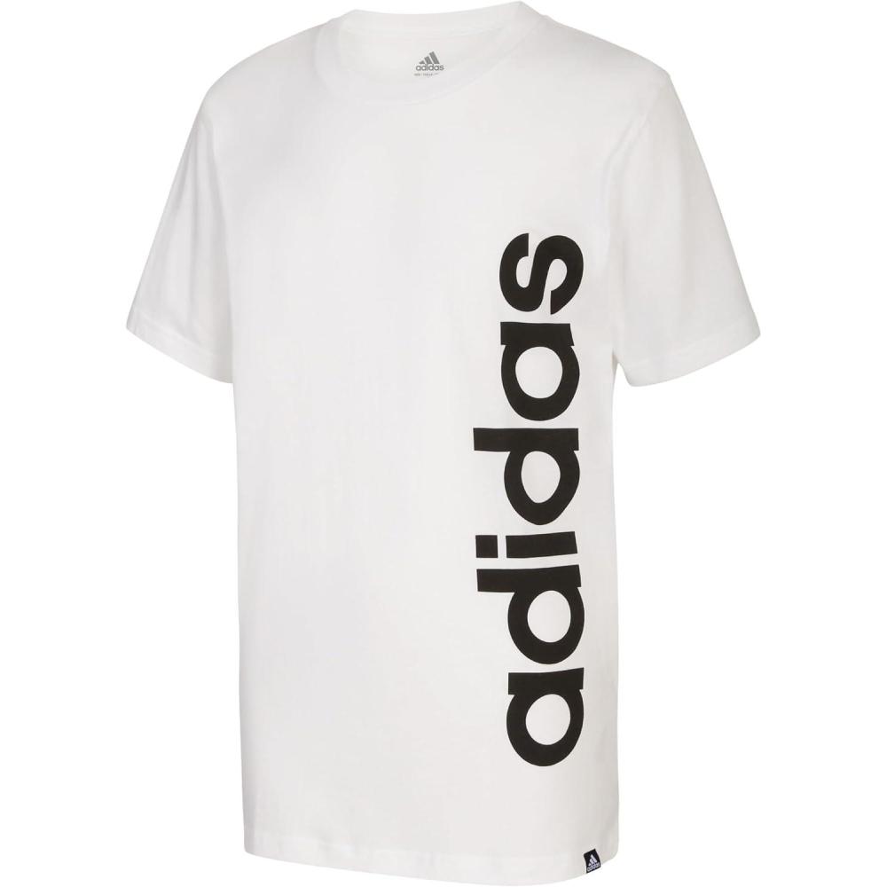 imageadidas Boys Short Sleeve Cotton Jersey Logo TShirt TeeWhite Core