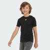 imageadidas Boys Moisture Wicking Techfit Compression Shirt Short SleeveBlack