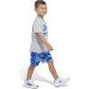 imageadidas Boys Short Sleeve Cotton Heather Tee Shirt and Aop Camo Short SetMedium Grey Heather