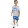 imageadidas Boys Short Sleeve Cotton Heather Tee Shirt and Aop Camo Short SetMedium Grey Heather