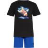imageadidas Boys Short Sleeve Cotton Tee Shirt and Logo Short SetBlack