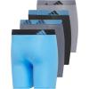 imageadidas Boys Youth Microfiber 4Pack Long Boxer BriefBlue BurstBlackGrey