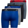 imageadidas Boys Youth Microfiber 4Pack Long Boxer BriefOnix GreyGreyScarlet Red