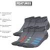 imageadidas Low Cut Ankle Socks for Boys and Girls Youth 6Pack Athletic Cushioned and ComfortableOnix GreyPulse BlueVivid RedStripe