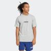 imageadidas Mens Essentials Linear Single Jersey TShirtGrey HeatherBlack