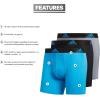 imageadidas Mens Performance Stretch Cotton Boxer Briefs 3Pack Soft Underwear Superior ComfortSolar BlueBlack BlackSolar Blue GreySolar Blue