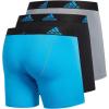 imageadidas Mens Performance Stretch Cotton Boxer Briefs 3Pack Soft Underwear Superior ComfortSolar BlueBlack BlackSolar Blue GreySolar Blue