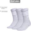 imageadidas Womens Crew Socks with Arch Compression 3Pack Comfortable SweatWicking Stylish 3StripeCool Light HeatherWhite