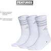 imageadidas Womens Crew Socks with Arch Compression 3Pack Comfortable SweatWicking Stylish 3StripeWhiteClear Onix Grey