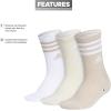 imageadidas Womens Crew Socks with Arch Compression 3Pack Comfortable SweatWicking Stylish 3StripeWonder BeigeWhiteAlumina Heather