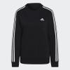 imageadidas Womens Essentials 3Stripes Fleece SweatshirtBlackWhite