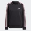 imageadidas Womens Essentials 3Stripes Fleece SweatshirtBlacktrue Pink