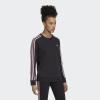 imageadidas Womens Essentials 3Stripes Fleece SweatshirtBlacktrue Pink