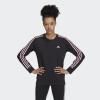 imageadidas Womens Essentials 3Stripes Fleece SweatshirtBlacktrue Pink