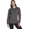 imageadidas Womens Essentials 3Stripes Fleece SweatshirtDark Gray Heatherwonder Red