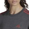 imageadidas Womens Essentials 3Stripes Fleece SweatshirtDark Gray Heatherwonder Red