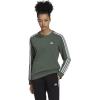 imageadidas Womens Essentials 3Stripes Fleece SweatshirtGreen Oxidewhite