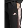 imageadidas Womens Essentials Warmup Slim Tapered 3Stripes Track PantsBlackSemi Pink Spark