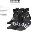 imageadidas Womens Superlite Quarter Socks 6Pack Durable Lightweight Athletic Breathable with Compression Arch SupportBlackPulse Lilac PurpleWhite