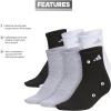 imageadidas Womens Superlite Quarter Socks 6Pack Durable Lightweight Athletic Breathable with Compression Arch SupportWhiteBlackGrey