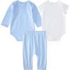 imageadidas babyboys 3piece Linear Logo Bodyshirt ampamp Pant SetBlue With White