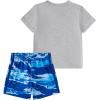 imageadidas babyboys Short Sleeve Cotton Heather Tee Shirt and Aop Camo Short SetMedium Grey Heather