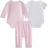 imageadidas babygirls 3piece Logo Bodyshirt ampamp Pant SetPink With White