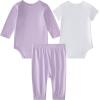 imageadidas babygirls 3piece Logo Bodyshirt ampamp Pant SetPurple With White
