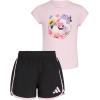imageadidas babygirls Cap Sleeve Tee Shirt and Woven Short SetClear Pink