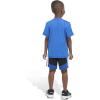 imageadidas boys Short Sleeve Melange Tee Shirt and Colorblock 3stripe Short SetTeam Royal Blue