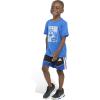 imageadidas boys Short Sleeve Melange Tee Shirt and Colorblock 3stripe Short SetTeam Royal Blue