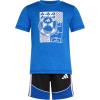 imageadidas boys Short Sleeve Melange Tee Shirt and Colorblock 3stripe Short SetTeam Royal Blue