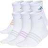 imageadidas Womens Superlite Quarter Socks 6Pack Durable Lightweight Athletic Breathable with Compression Arch SupportWhiteWarm Sandstone BeigePreloved Teal Green