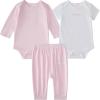 imageadidas babygirls 3piece Logo Bodyshirt ampamp Pant SetPink With White