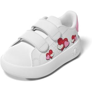 imageAdidas UnisexChild Advantage Base 20 Hook ampamp Loop SneakerWhiteBliss PinkSemi Lucid Red