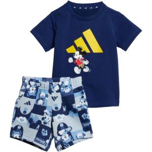 imageadidas Baby Girls Disney Mickey Mouse TShirt SetDark BlueCrew Yellow