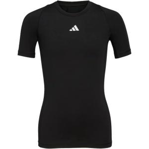 imageadidas Boys Moisture Wicking Techfit Compression Shirt Short SleeveBlack