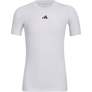 imageadidas Boys Moisture Wicking Techfit Compression Shirt Short SleeveWhite