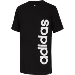 imageadidas Boys Short Sleeve Cotton Jersey Logo TShirt TeeBlack Core