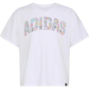 imageadidas Girls Short Sleeve Drop Shoulder Graphic Tee ShirtWhite