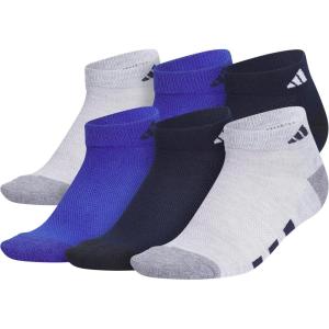 imageadidas Low Cut Ankle Socks for Boys and Girls Youth 6Pack Athletic Cushioned and ComfortableCool Light HeatherCollegiate NavySemi Lucid Blue