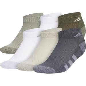 imageadidas Low Cut Ankle Socks for Boys and Girls Youth 6Pack Athletic Cushioned and ComfortableSilver Pebble GreyPutty GreyWhite
