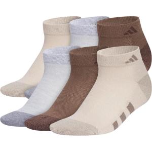 imageadidas Low Cut Ankle Socks for Boys and Girls Youth 6Pack Athletic Cushioned and ComfortableWonder BeigeCool Light HeatherEarth Strata Brown