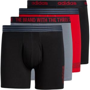 imageadidas Mens Core Stretch Cotton Boxer Brief Underwear 4PackBlackPower RedOnix Grey