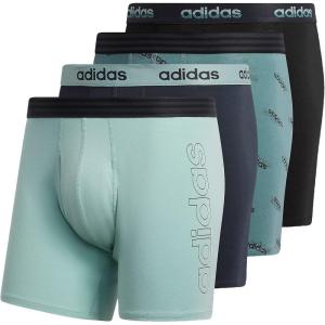 imageadidas Mens Core Stretch Cotton Boxer Brief Underwear 4PackHazy Emerald GreenHazy GreenBlack