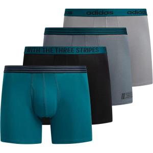 imageadidas Mens Core Stretch Cotton Boxer Brief Underwear 4PackLegacy Teal GreenBlackOnix Grey