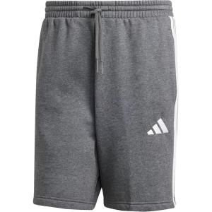 imageadidas Mens Essentials 3Stripes Fleece 9inch ShortsMedium Grey HeatherBlack