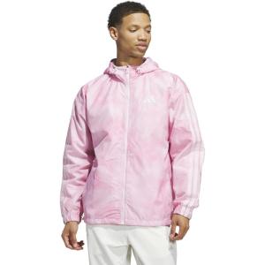 imageadidas Mens Essentials All Over Printed Woven JacketClear PinkLight Pink